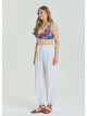Elastic Waist Relaxed Cut White Plus Size Trousers 4628